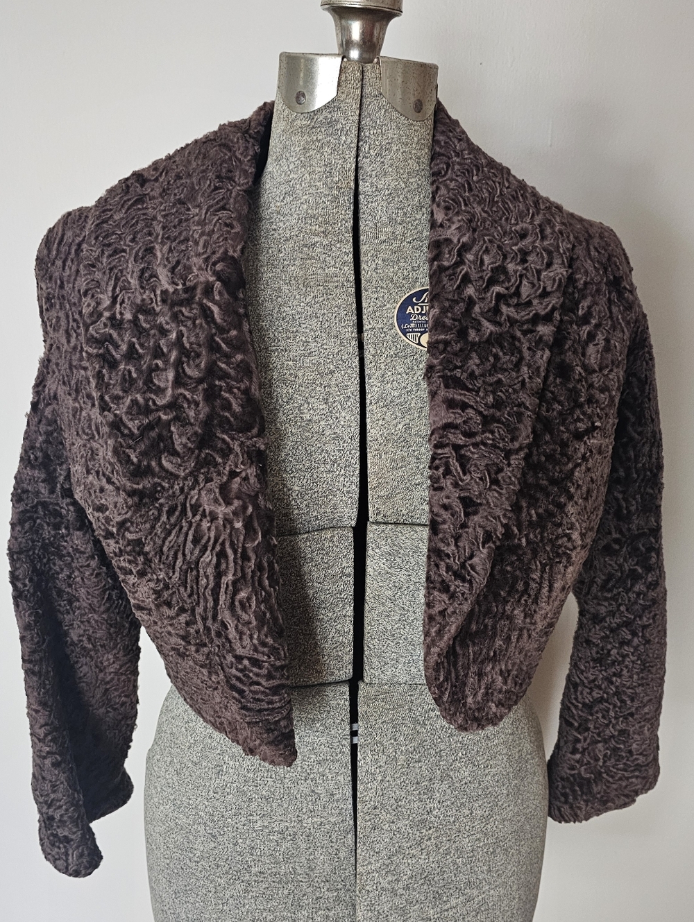 Vintage Chocolate Brown Lambs Wool Cropped Jacket